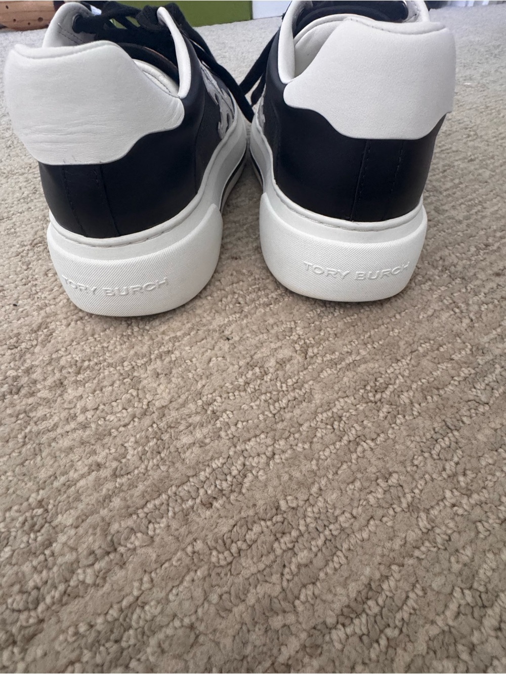 Tory Burch Black and White Logo Platform Sneakers - Picture 3 of 7